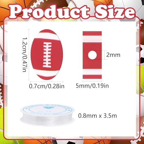 EVERMARKET 100pcs Football Beads Rubgy Polymer Clay Football Softball Beads Charms Rugby Ball Spacer DIY Sports Bead for Necklace Bracelet Handmade Jewelry Making Accessories Supplies - Image 2
