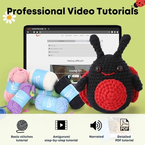 CrochetBox Ladybug Crochet Kit for Beginners, Easy Craft for Adults - Image 4