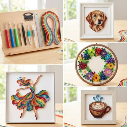 Giloaou 1440pcs 36 Colors Quilling Strips Set, 3mm Width 21.3in Length Strips Paper, Japanese TANT Paper Quilling Kit for Adults DIY Craft - Image 3