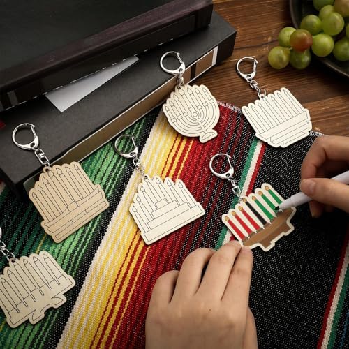 RattanView 24 Pcs Kwanzaa Craft Keychains DIY Candles Keychain, 12 Styles - Image 4