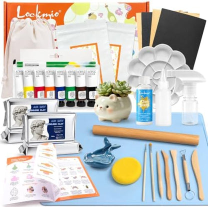 31PCS Pottery Kit for Beginners, 4.4LBS Air Dry Clay for Adults, Guide Book by lockmio