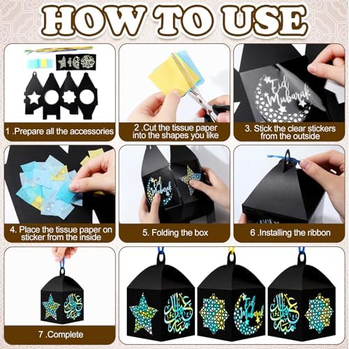 Maitys 16 Sets Eid Mubarak Paper Lantern Suncatcher Craft Kits for Adults - Image 6