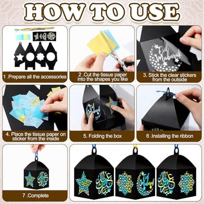 Maitys 16 Sets Eid Mubarak Paper Lantern Suncatcher Craft Kits for Adults - Image 6