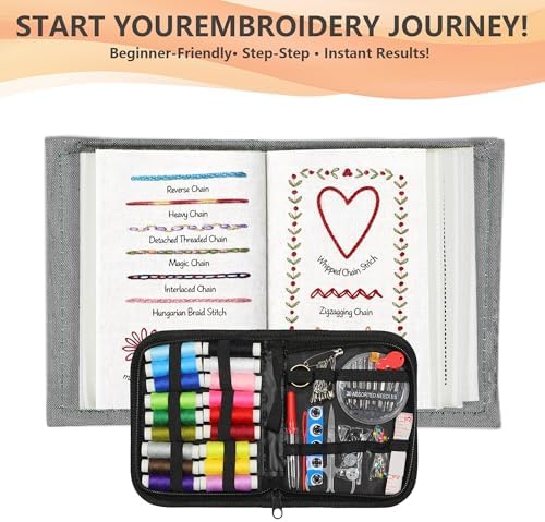 INDCOLOR 2026 Upgraded Embroidery Stitch Book Kit, 106 Patterns with Tools & Tutorials, 86 PCS Beginner Embroidery Kit, Portable All-in-One Hand Embroidery Book for Adults & DIY Craft Lovers - Image 2