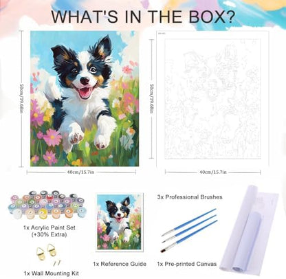 Natuyalo Dog Paint by Numbers Kit for Adults Beginners, Animals Acrylic Paint by Number Kits on Canvas for Adults Without Frame, DIY Painting Kits for Home Wall Decor 16x20 inch - Image 5