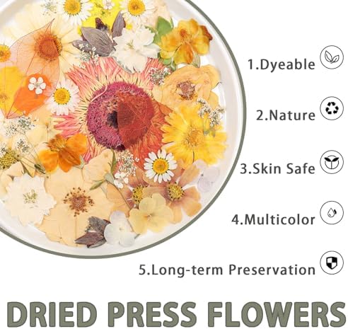 Dried Pressed Flowers Real Pressed Flowers Natural Dry Leaves Bulk Mixed Colorful Herbs Kit with Tweezers for Scrapbooking DIY Candle Jewelry Crafts Making Nails (Vintage Colors) - Image 3