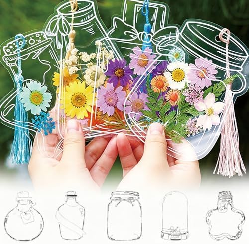 40PCS DIY Transparent Dried Flower Bookmark Kit, Cute Bookmark Making Kit for Women, Men, Crafts for Seniors to Make Your Own Personalized Bookmark, Gifts for Readers, Kids, Teens, Adults by Unknown