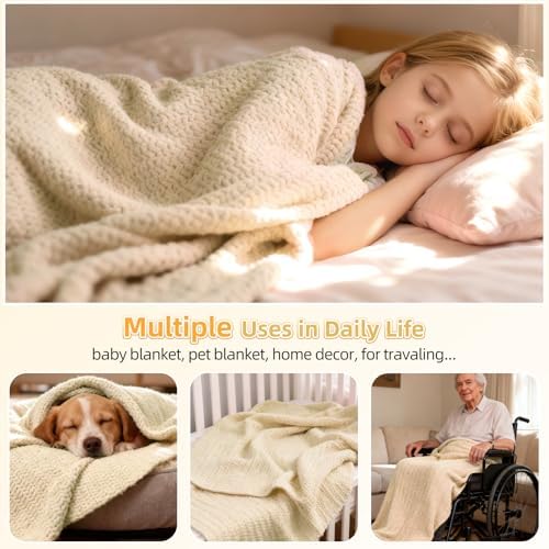 Aeelike Crochet Blanket Kit for Beginners, Easy Soft Crochet Kit, Khaki - Image 5