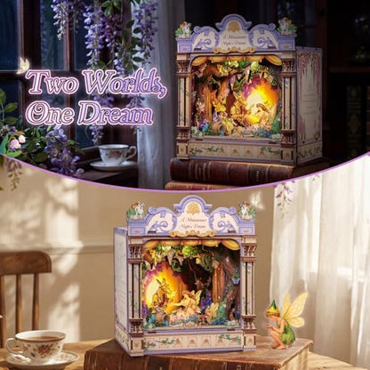 CUTEBEE DIY Miniature House Kit, 3D Wooden Puzzle for Adults, Book Nook Shelf Insert, Shakespeare Literary Gift, Enchanted Forest Miniature Theater Desktop Decor (A Midsummer Night's Dream) - Image 6