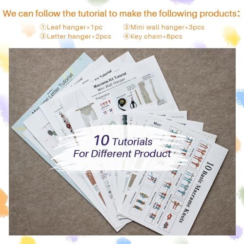 BUFANTL DIY Macrame Kit for Adults Beginners, 77 PCS Macrame Supplies with 9 Projects, 6 Colors Macrame Cord & Full Craft Materials, Great Gift Idea for Craft Lovers - Image 3