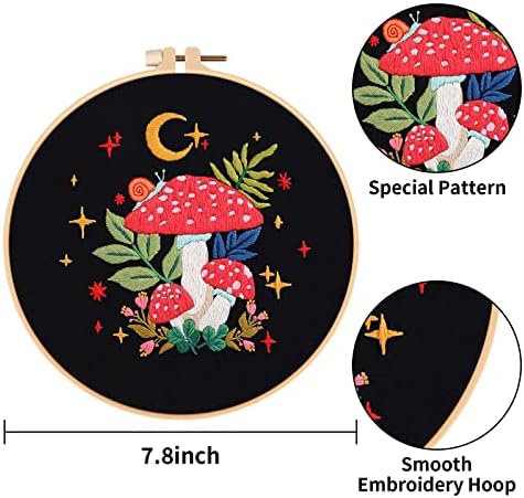 Nuberlic 3 Pack Embroidery Kit for Beginners, Mushroom Cross Stitch Kit - Image 4