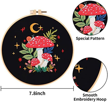 Nuberlic 3 Pack Embroidery Kit for Beginners, Mushroom Cross Stitch Kit - Image 4