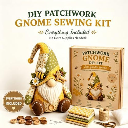 DIY Patchwork Gnome Sewing Kit, DIY Patchwork Animal Kit, Pre-Cut Felt Button Art Animal Craft Project Set, Handmade 3D Cozy Stuffed Gnome Creative Home Decor for Adults &Beginners, Halloween (D) - Image 2