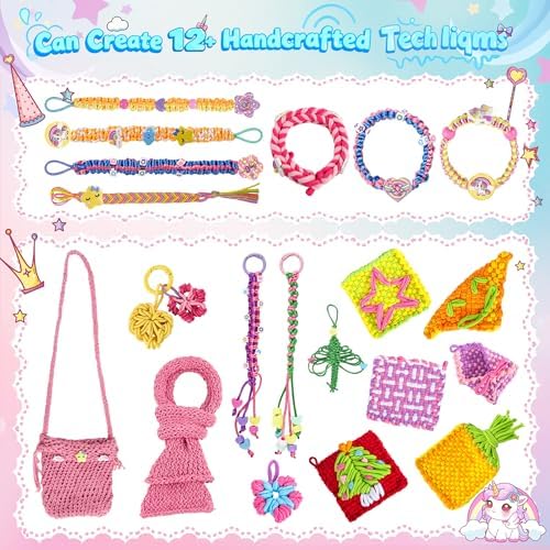 6-in-1 Friendship Bracelet Making Kit,Weaving Loom Kit Toys, 500+ Pcs Craft Kits For Kids,A multi-functional Weaving loom that can be used to make Bracelet, potholder, pendants, bags, hats and scarves - Image 5