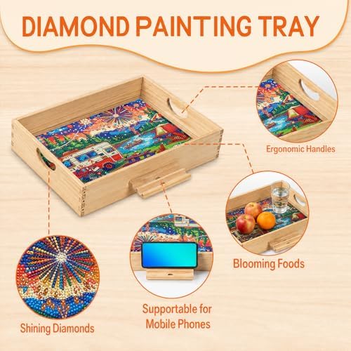 DOTSOS Diamond Painting Kits for Adults Wooden Serving Trays with Handles - Image 5