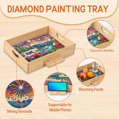 DOTSOS Diamond Painting Kits for Adults Wooden Serving Trays with Handles - Image 5
