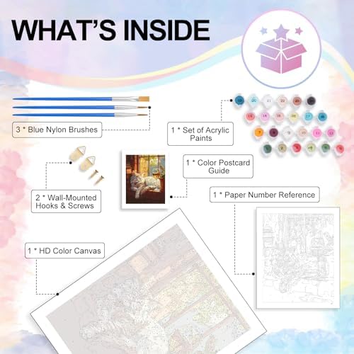 Paint by Numbers Kit for Adults, Sleeping Cat Number Painting Canvas Kit - Image 4