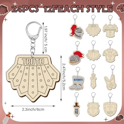 RattanView 24 Pcs Armor of God Crafts Color Your Own Keychains - Image 2