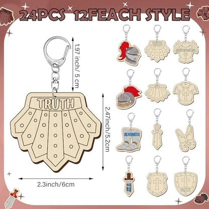 RattanView 24 Pcs Armor of God Crafts Color Your Own Keychains - Image 2