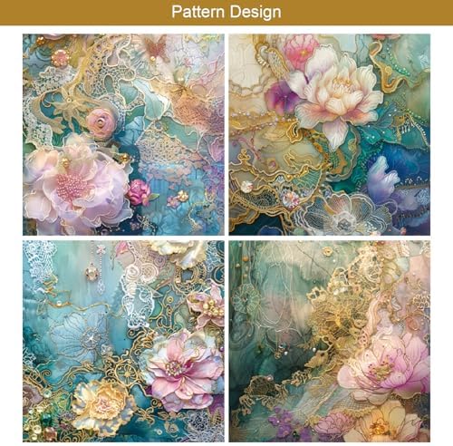 24 Sheets Lace Floral Pattern Paper, 6" x 6" Scrapbooking Supplies Paper Decorative Craft Paper for DIY Card Making Photo Album Junk Journal Décor - Image 4