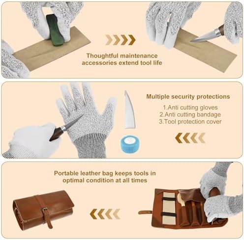 Wood Carving Kit, Wood Carving Tools Wood Carving Knife with Basswood Blocks Woodworking Widdle Gift for DIY Beginners Adults (20 PCS) - Image 4