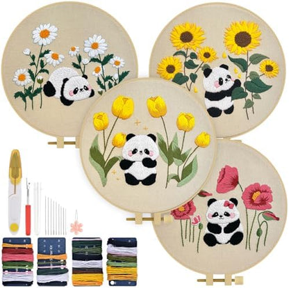 TINDTOP Embroidery Kit for Adult, Panda Embroidery Practice Kits by TINDTOP