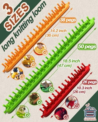UCDRMA Knitting Loom Kit 35PC Scarf Loom Knitting Kit for Beginners, Quick Loom Knitting for Beginners Adult Contain Instructions, Pom Pom Maker and Yarn for Crochet Blanket Kit - Image 5