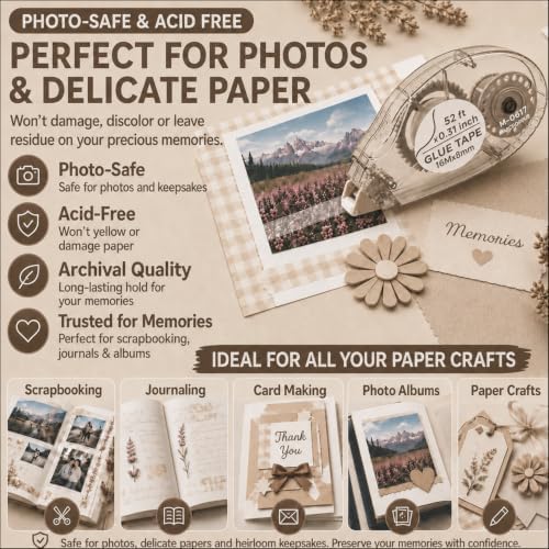 MARCADORUS Double Sided Tape Roller, Scrapbook Tape Runner Extra Long 52Ft - Image 5