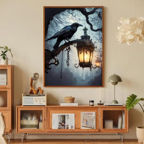 Gothic Crow Paint by Numbers Kit for Adults Framed Canvas Frameworkless - Image 6