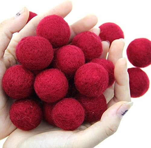 Zasy 30mm Needle Wool Felt Balls Foam Filled Wool Felt Pom Pom Home Decor DIY (Wine Red) by Zasy