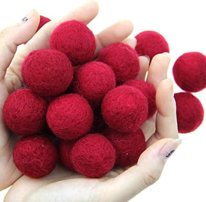 Zasy 30mm Needle Wool Felt Balls Foam Filled Wool Felt Pom Pom Home Decor DIY (Wine Red) by Zasy