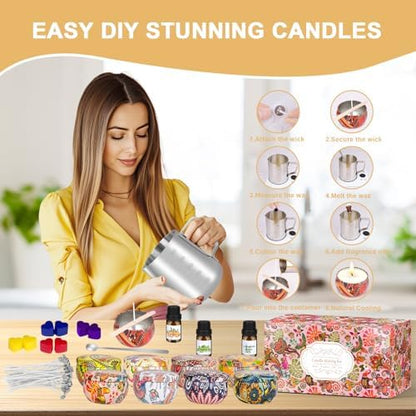 Trulloyoo Candle Making Kit for Adult, DIY Candle Making Supplies Include Soy Wax, Wicks, Candle Tins, Essential Oils, Dyes, DIY Arts & Crafts Gift, Beginners, Adults - Image 7