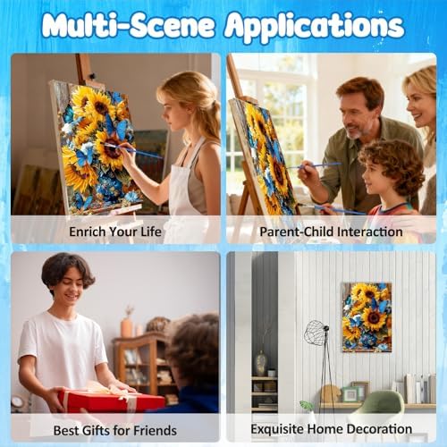 MAXBYE Framed Paint by Numbers Kits for Adults Beginners with Wooden Easel, Sunflower Crafts Art Kit with Frame, DIY Butterfly Canvas by Numbers for Gift Home Wall Decor 10×14 in - Image 7