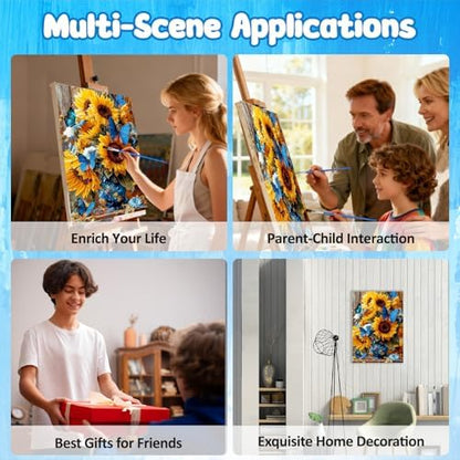 MAXBYE Framed Paint by Numbers Kits for Adults Beginners with Wooden Easel, Sunflower Crafts Art Kit with Frame, DIY Butterfly Canvas by Numbers for Gift Home Wall Decor 10×14 in - Image 7