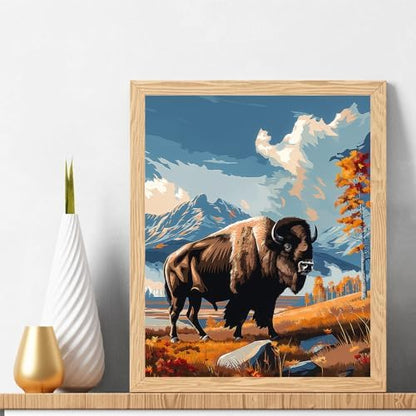Natuyalo Paint by Numbers for Adults Beginner, Bison Acrylic Easy Paint by Numbers Kits Animal Craft Kits for Adults Suitable for Home Wall Decoration Flameless 16x20 Inch - Image 2