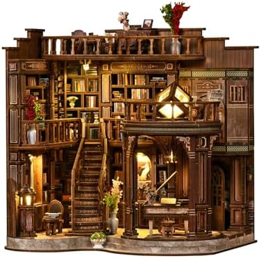 DIY Book Nook Kit with LED Light, Miniature Dollhouse, 3D Wooden Puzzle, Bookshelf Insert Decor Craft Gift (Dreamy Book Hall) by CloverClover
