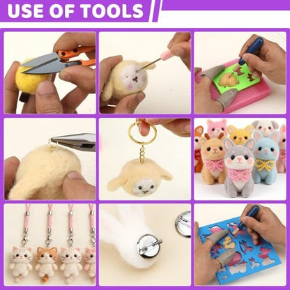 LOKUNN 55 Colors Needle Felting Kit 311 Pcs Felting Wool Kit Wool Roving - Image 6