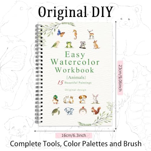 Watercolor Workbooks Animals, 15 Beautiful Paintings for Water Color Book Adult, Watercolor Coloring Book for Beginners, Watercolor Workbook for Adults Teens (Without Palette, Animals) - Image 3
