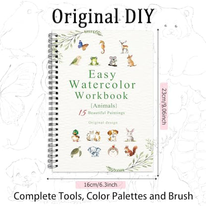 Watercolor Workbooks Animals, 15 Beautiful Paintings for Water Color Book Adult, Watercolor Coloring Book for Beginners, Watercolor Workbook for Adults Teens (Without Palette, Animals) - Image 3