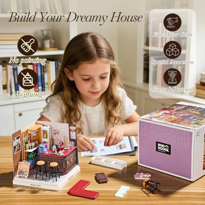 Super Mini Miniature Lounge Bar DIY Kit with Acrylic Display Case - Image 3
