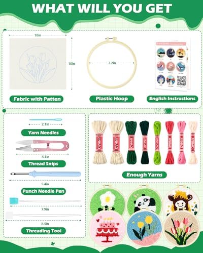FIVEIZERO Punch Needle Kit for Beginners,Tulip Patterns Craft Kit - Image 2