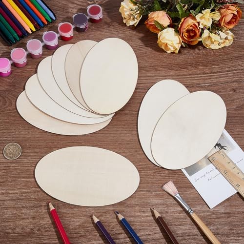 20pcs Wooden Oval Cutout 5.9 x 3.5 Inch Unfinished Wooden Blank Slices Crafts Natural Wood Circles DIY Plank Cutout Craft Supplies for Artist Painting Door Hanger Sign Wedding Decor - Image 3