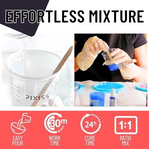 Epoxy Resin Mold Kit 1 Gallon – Pixiss Crystal Clear 1:1 Easy-Mix Epoxy Resin Kit with Art Supplies for Casting, Resin Art & Molds - Image 3