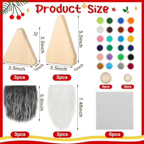 GlikCeil 6 Set Christmas Wooden Gnome Decoration Christmas DIY Craft - Image 2