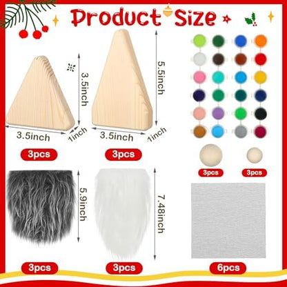 GlikCeil 6 Set Christmas Wooden Gnome Decoration Christmas DIY Craft - Image 2