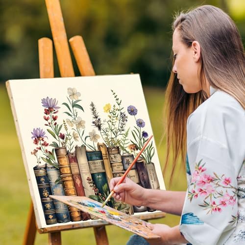 Yezavesu Book Paint by Numbers Kit for Adults Beginner, Flowers Adult Paint by Number Kits on Canvas Without Frame, DIY Acrylic Painting by Numbers for Home Wall Decor Gift 16x16 Inch - Image 5