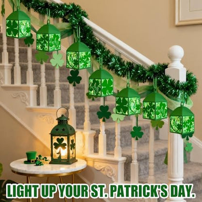 Maitys 16 Sets St. Patrick's Day Green Paper Lantern Suncatcher Craft Kits - Image 4