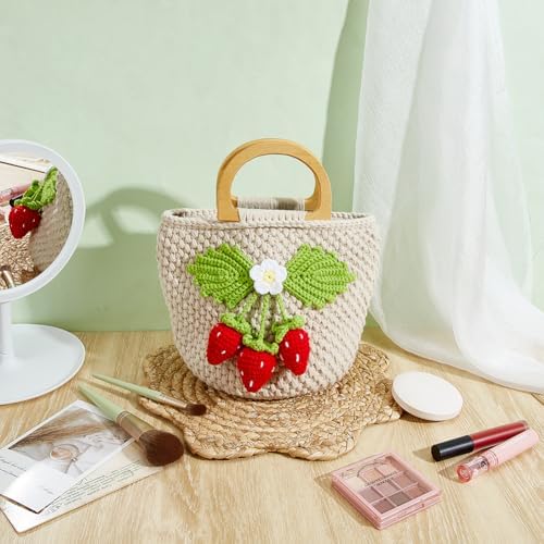 FREEBLOSS Crochet Bag Kit for Beginners Strawberry Crochet Bag Set Handbag Crocheting Kit with Step-by-Step Video Tutorials for Adult Beginners Crafts Projects - Image 5