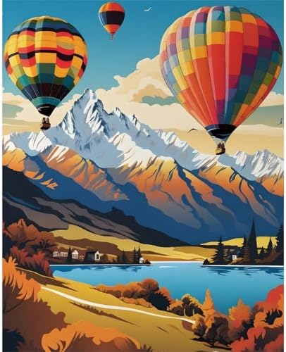 Paint by Numbers Kit for Adults, Hot Air Balloon Number Painting Canvas Kit by CamocinDIYKit