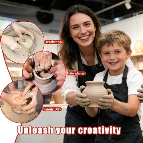 14" 450W Electric Pottery Wheel with LCD Panel Adjustable Speed Foot Pedal,Detachable Basin,Heighten Desk Legs,Clay Toolfor Kids, Adults, Beginners, Home DIY & Professional Pottery Making - Image 7